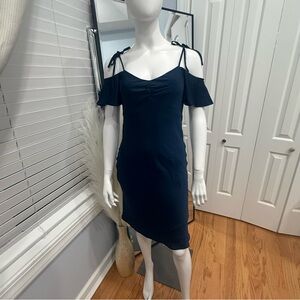 Express Navy Cold-Shoulder Midi Dress